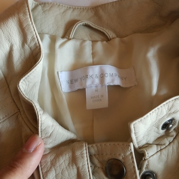 NEW YORK & COMPANY| LEATHER MOTO JACKET SZ M - Picture 1 of 8